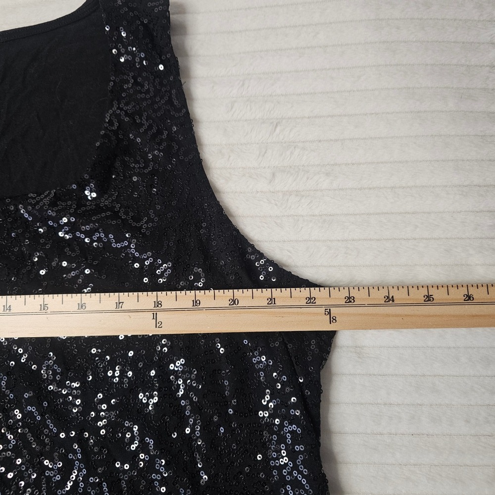 Talbots Woman Plus Sequin Front Tank Top 2X Black Sparkly Party Glam Holiday - Picture 5 of 7